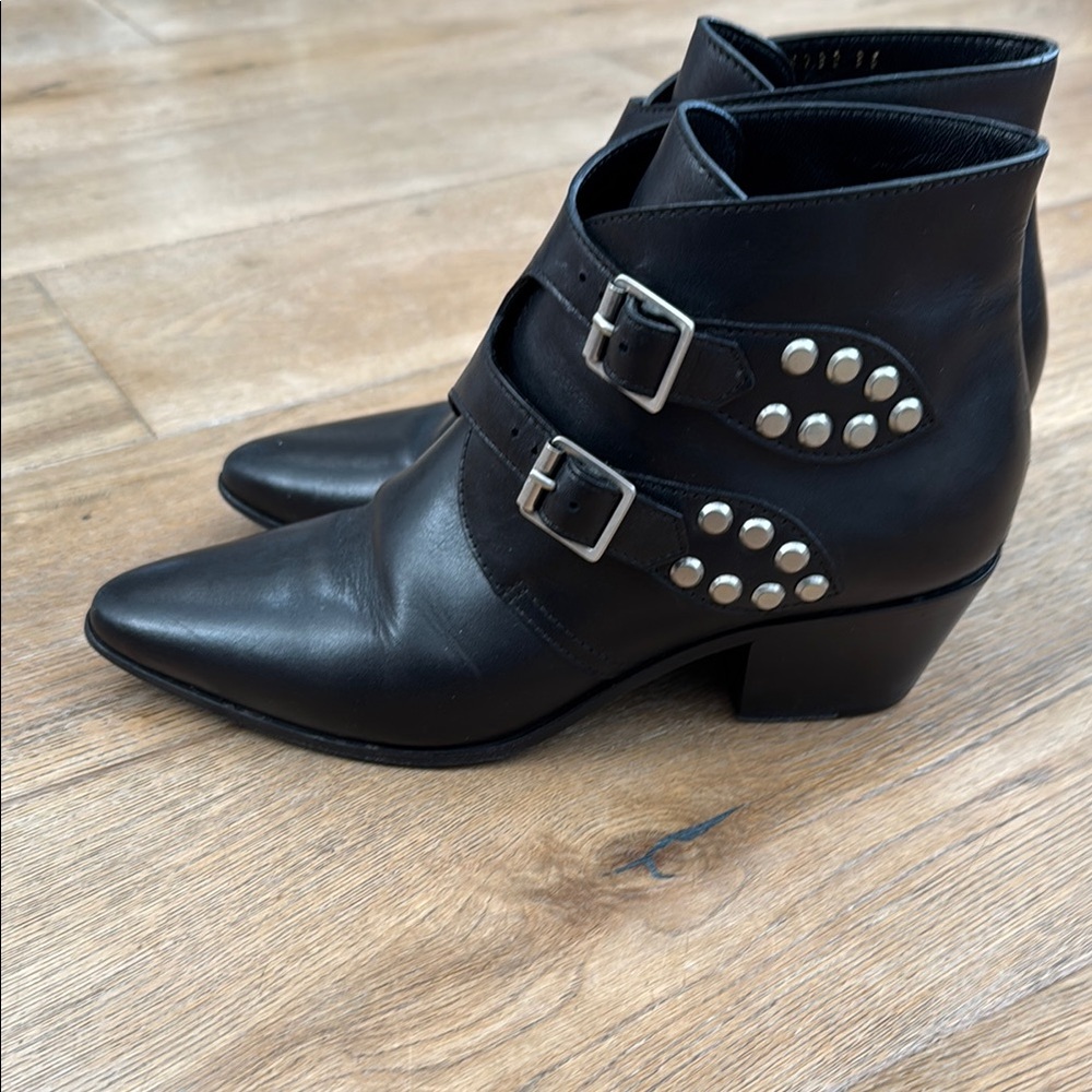 Saint Laurent Black Studded Ankle Boots View 4